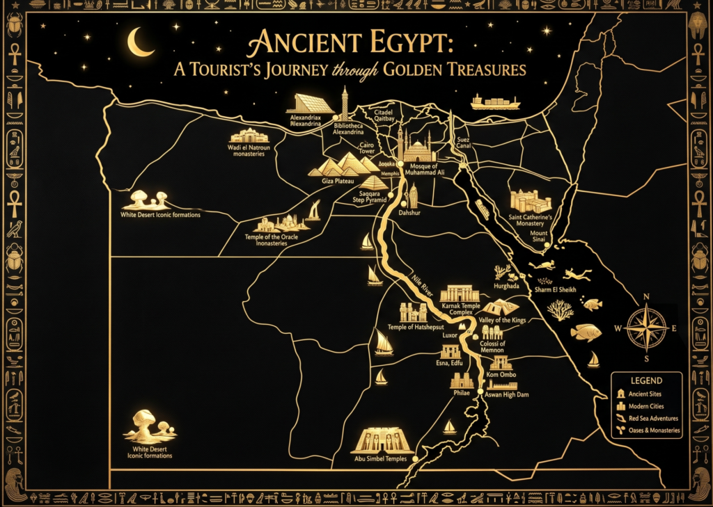 Custom Egypt Tours itinerary map by The Nile Pirates